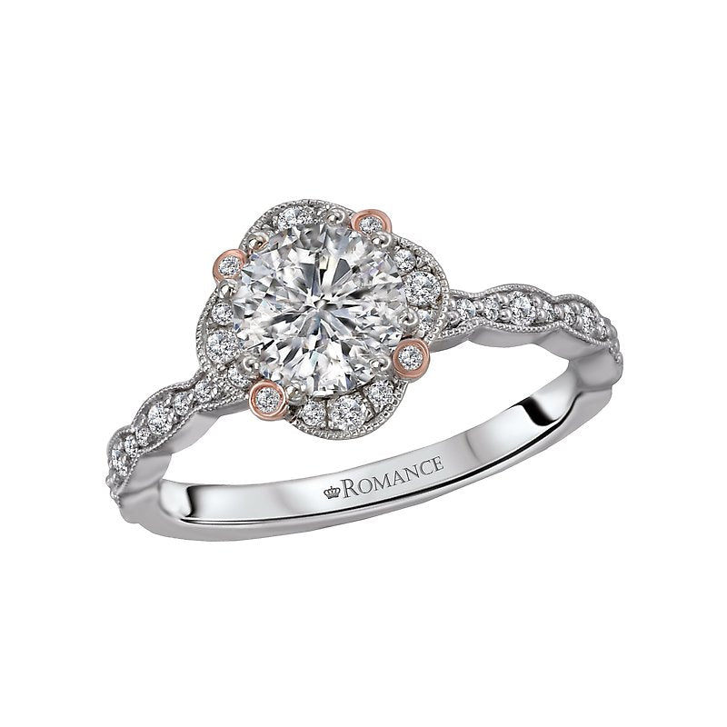Orbelle Halo Semi-Mount Diamond Ring | 14K White & Rose Gold