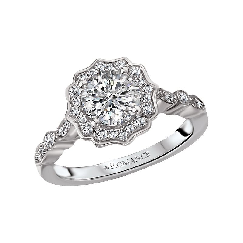 Orbelle Halo Semi-Mount Diamond Ring in 14K White Gold with Lab Grown Diamond