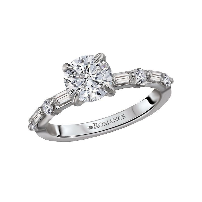 Orbelle Baguette Semi-Mount Diamond Ring in 14K White Gold