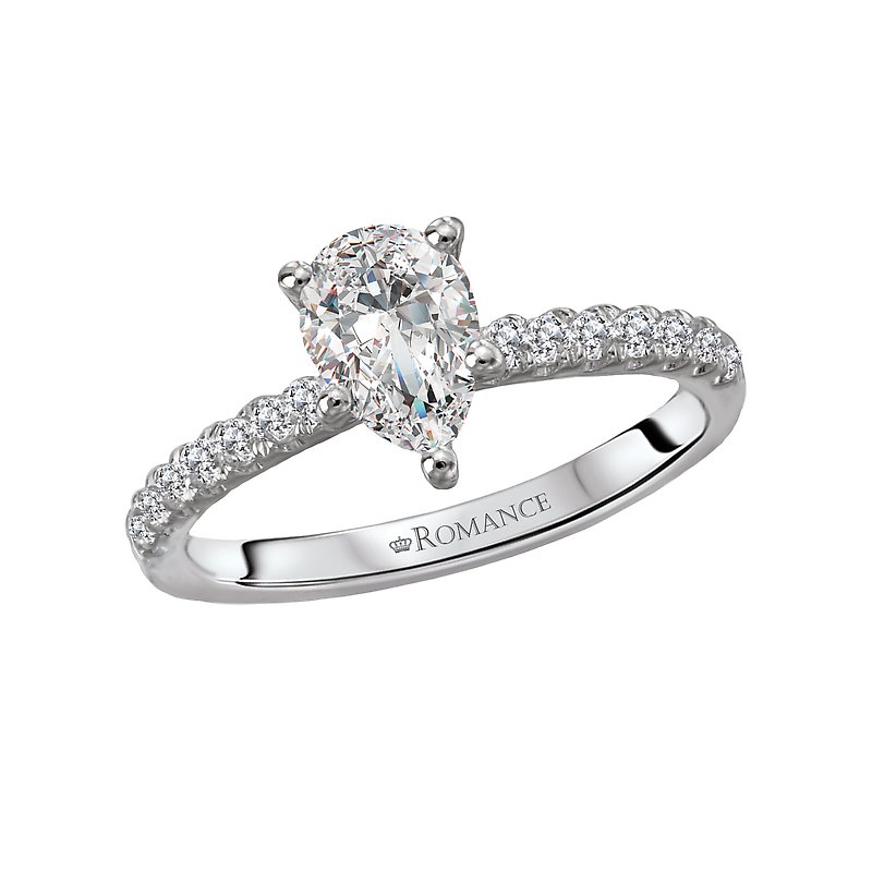 Orbelle Petite Bandora 14K White Gold Pear Shaped Diamond Engagement Ring