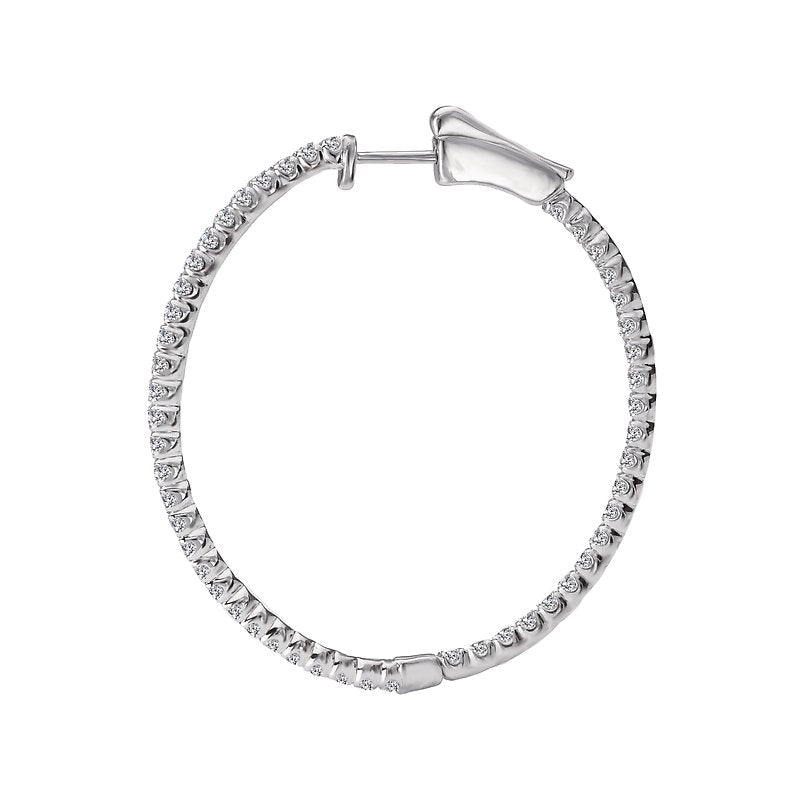 Luxora 14K White Gold Oval Diamond Hoop Earrings