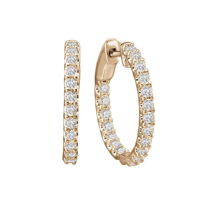 Luxora 14K Yellow Gold Diamond Hoop Earrings | Classic Style In and Out Hoops