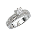 Glemera Petite Bandora Flower Shaped Halo Diamond Ring in 14K White Gold