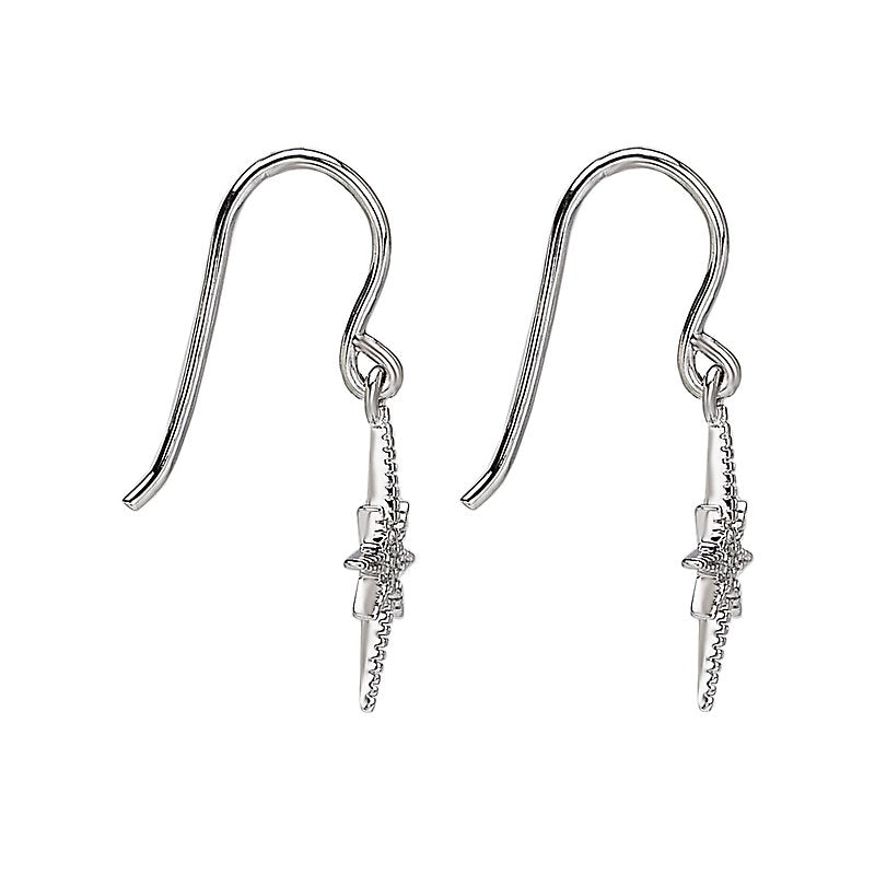 Luxora 14K White Gold Diamond Northern Star Dangle Earrings