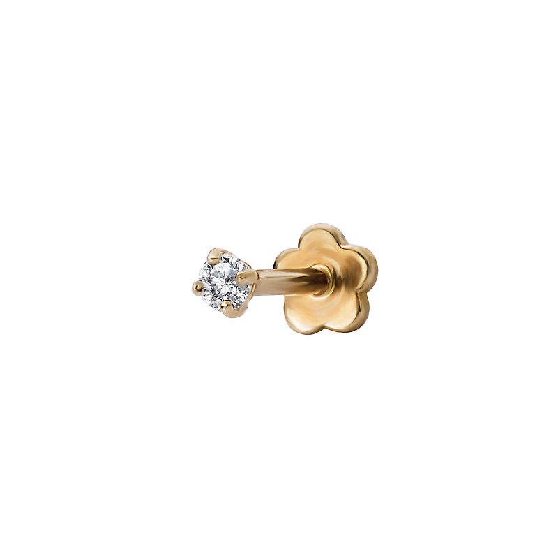 Luxora 14K Yellow Gold Cartilage Earring with 2mm Round Cubic Zirconia Stone