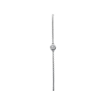 Luxora Ladies Fashion Diamond Bracelet - 14K White Gold Rollo Chain with Round Diamond Bezel (D 1/10 carat total weight)
