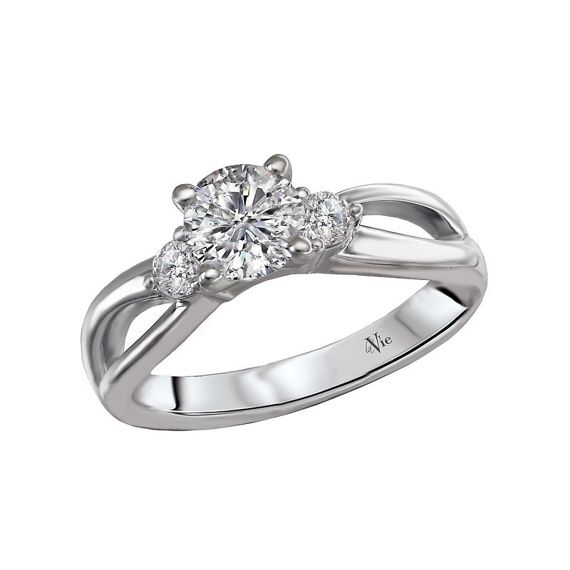 Glemera 3 Stone Semi-Mount Diamond Ring in 14K White Gold