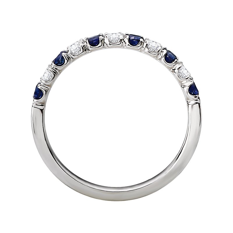 Luxora 14K White Gold Sapphire and Diamond Stackable Ladies Fashion Ring