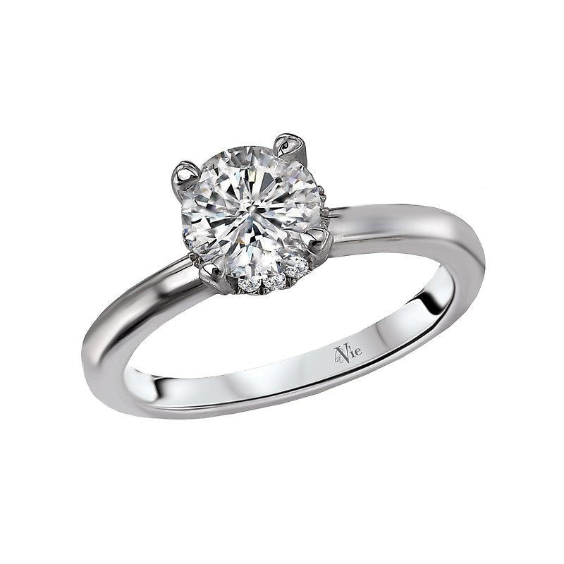 Glemera Solitaire Diamond Ring Semi-Mount 14K White Gold