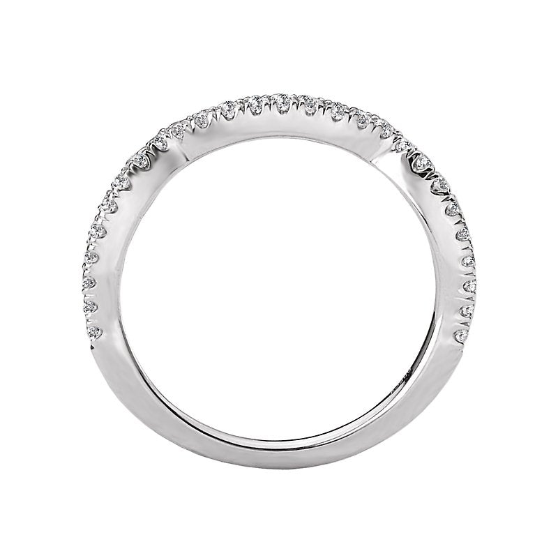 Glemera Curved Matching Wedding Band with Round Diamonds in 14K White Gold