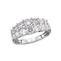 Luxora Classic 14K White Gold Double Row Round Diamond Fashion Ring