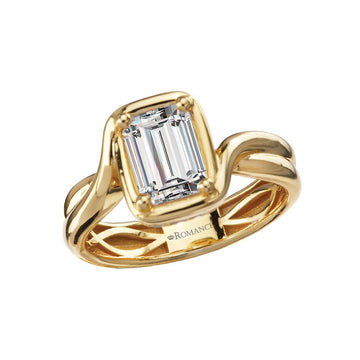 Orbelle 14K Yellow Gold Double Row Shank Diamond Engagement Ring