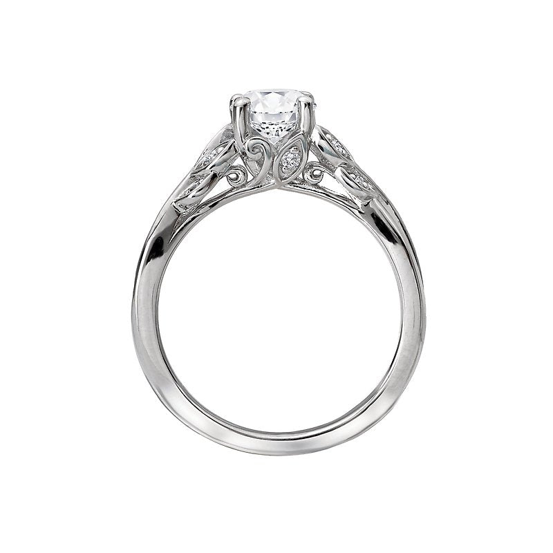 Glemera 14K White Gold Leaf Diamond Engagement Ring Semi-Mount