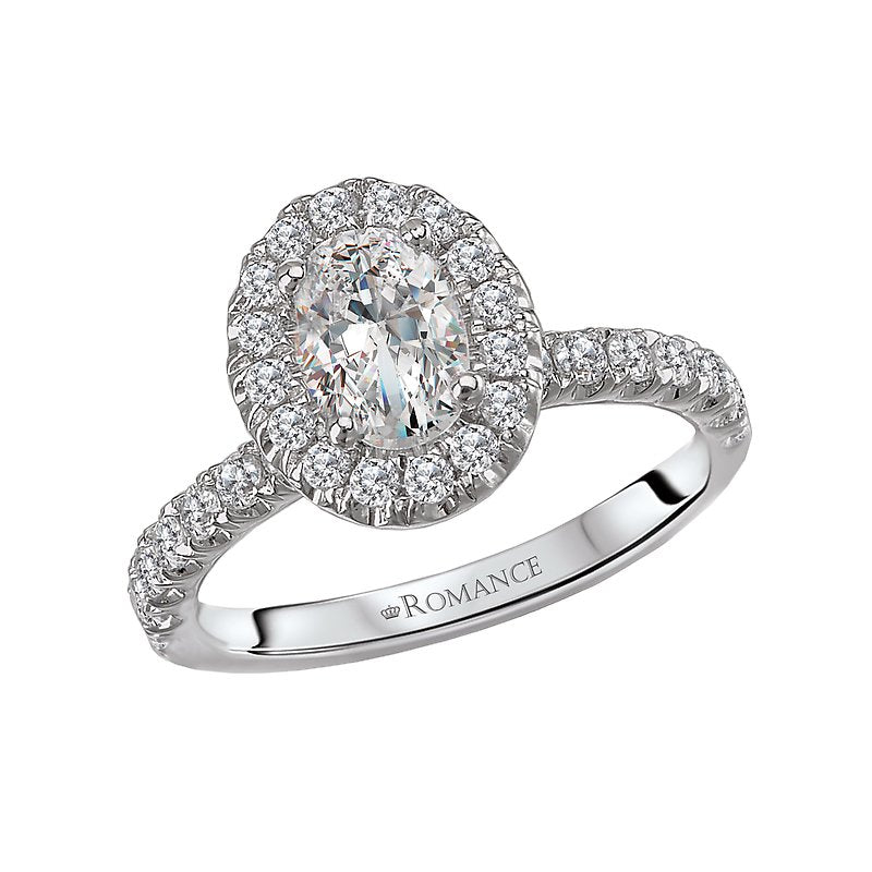 Orbelle Oval Lab Grown Diamond Halo Semi-Mount Ring in 14K White Gold