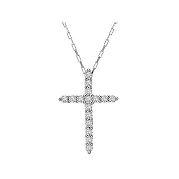 Classic Diamond Cross Necklace in 14K White Gold