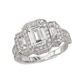 Orbelle Halo Semi-Mount Diamond Ring | 18K White Gold Baguette Accent