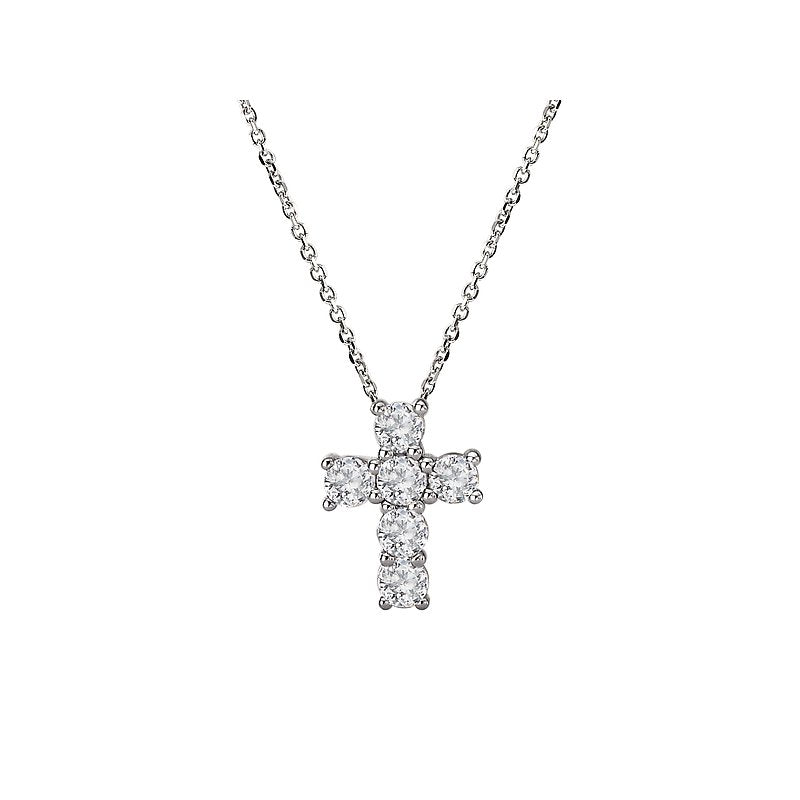 Aurenza Classics 14K White Gold Round Diamond Cross Pendant 0.50CTW