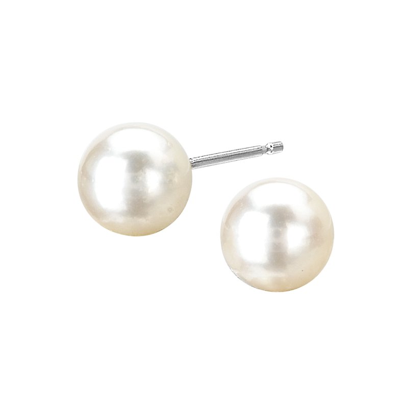 Luxora Ladies Fashion Pearl Stud Earrings | 14K White Gold Round Freshwater Pearl Earrings