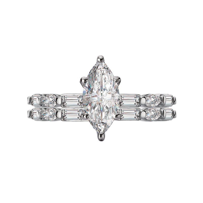 Orbelle White Gold Marquise Cut Lab Grown Diamond Semi-Mount Engagement Ring