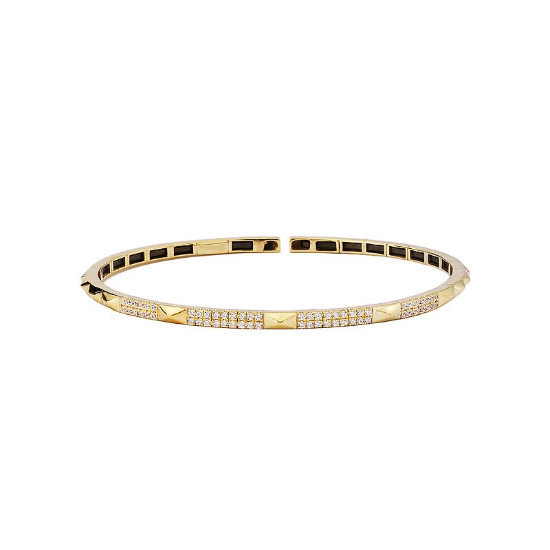 Luxora 14K Yellow Gold Diamond Cuff Bracelet - Round Cut White Diamonds