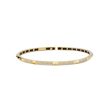 Luxora 14K Yellow Gold Diamond Cuff Bracelet - Round Cut White Diamonds