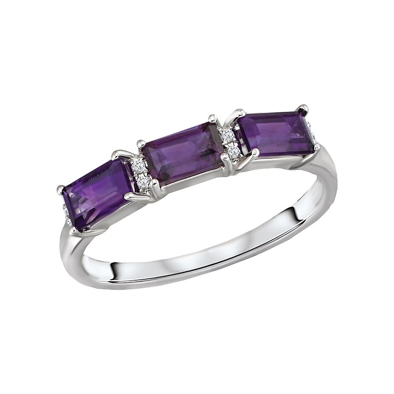Luxora Amethyst and Diamond Fashion Ring in 14K White Gold