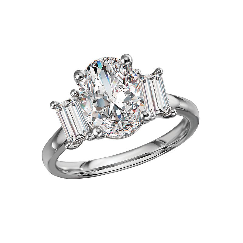 14K White Gold Lab Grown Diamond Oval Semi-Mount Engagement Ring