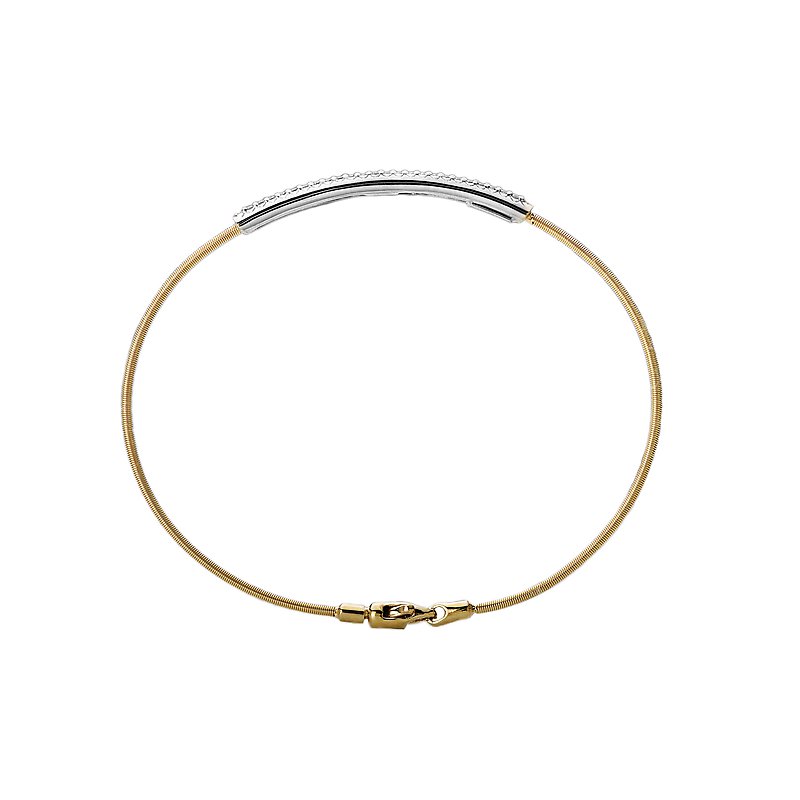 Luxora 14kt Diamond Bar Bangle - Elegant Yellow Gold Bracelet with White Diamond Bar