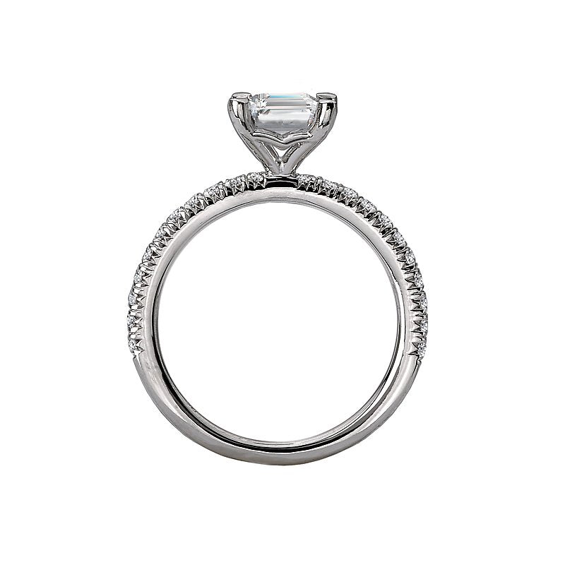 Orbelle 14K White Gold French Pave Diamond Semi-Mount Ring