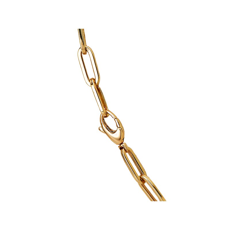 14kt Yellow Gold Italian Paperclip Style Necklace with White Diamond Links