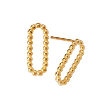 Luxora Italian 14kt Gold Beaded Paperclip Earrings