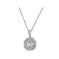 Octagon Shaped Diamond Pendant in 18K White Gold