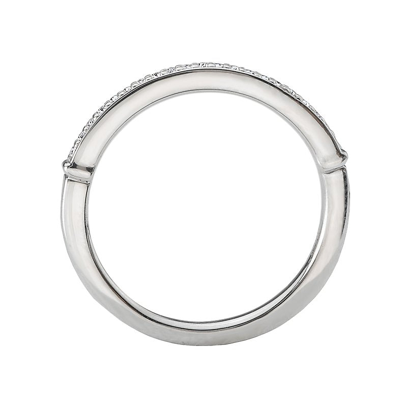 Glemera 14K White Gold Matching Wedding Band with 21 Round Faceted Diamonds