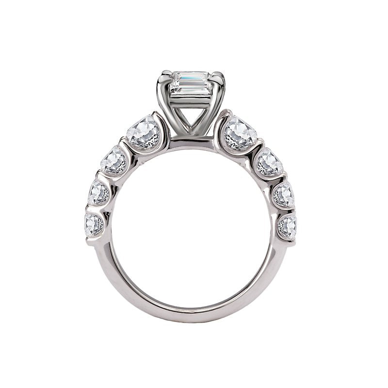 Orbelle Diamond Band Semi-Mount Engagement Ring | Bandora 14K White Gold Emerald Cut