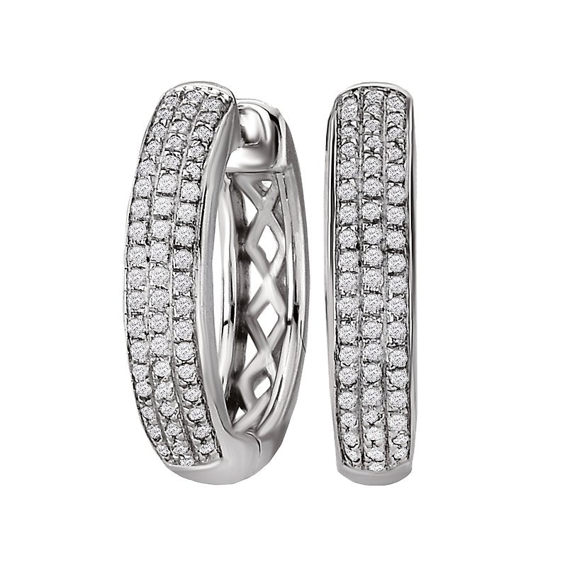Luxora 14kt White Gold Diamond Huggie Hoop Earrings