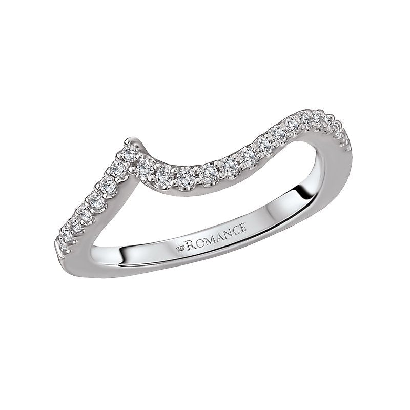 Orbelle Curved Wedding Band in 14K White Gold with 1/6 Carat Diamonds