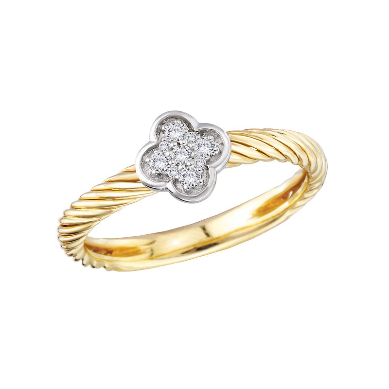 Luxora Two-Toned Diamond Ladies Fashion Ring - Classic Round White Diamond 14kt Gold Band