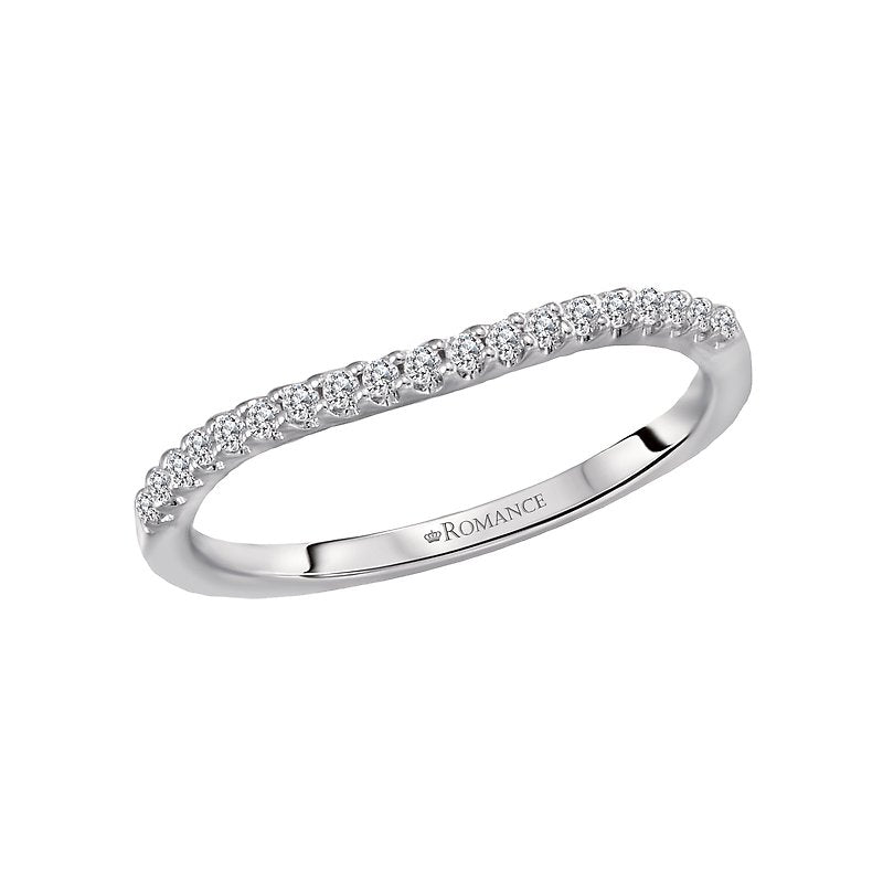 Orbelle Petite Curved Matching Wedding Band in 14K White Gold with Round Brilliant Cut Diamonds