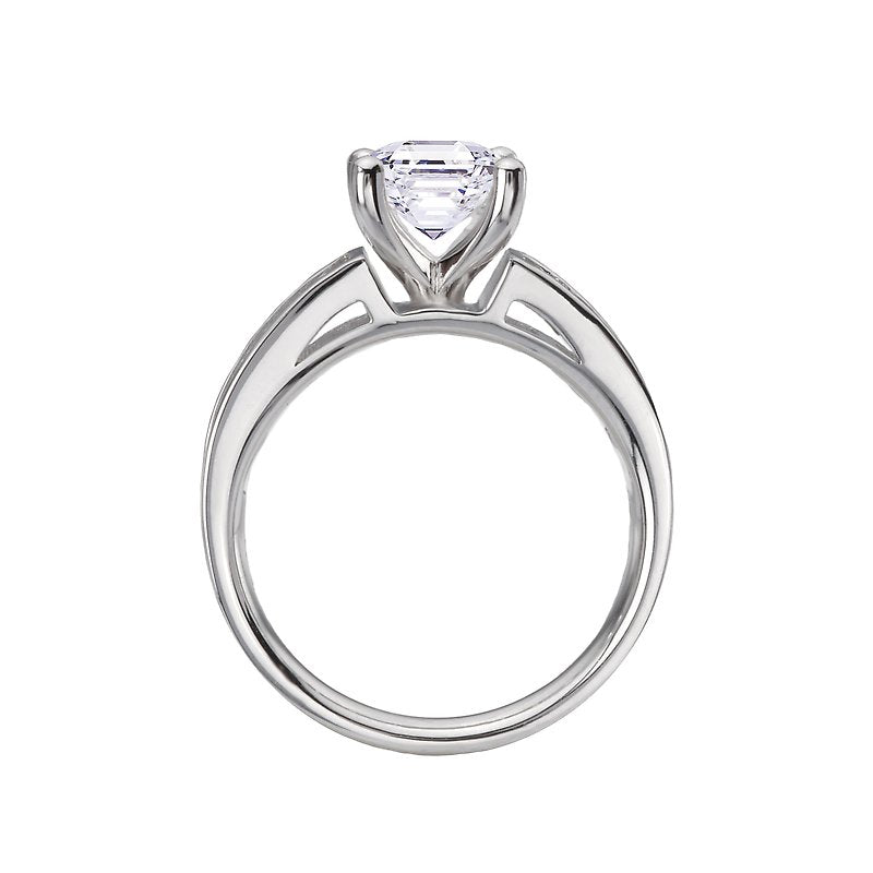 Orbelle Lab Grown Diamond Engagement Ring - Bandora 14K White Gold Band with Baguette Diamonds