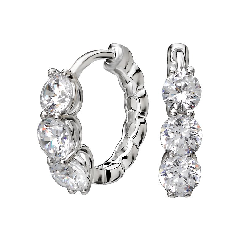 Luxora Diamond Hoop Earrings - 14K White Gold Round Diamond Lever-Back Earrings
