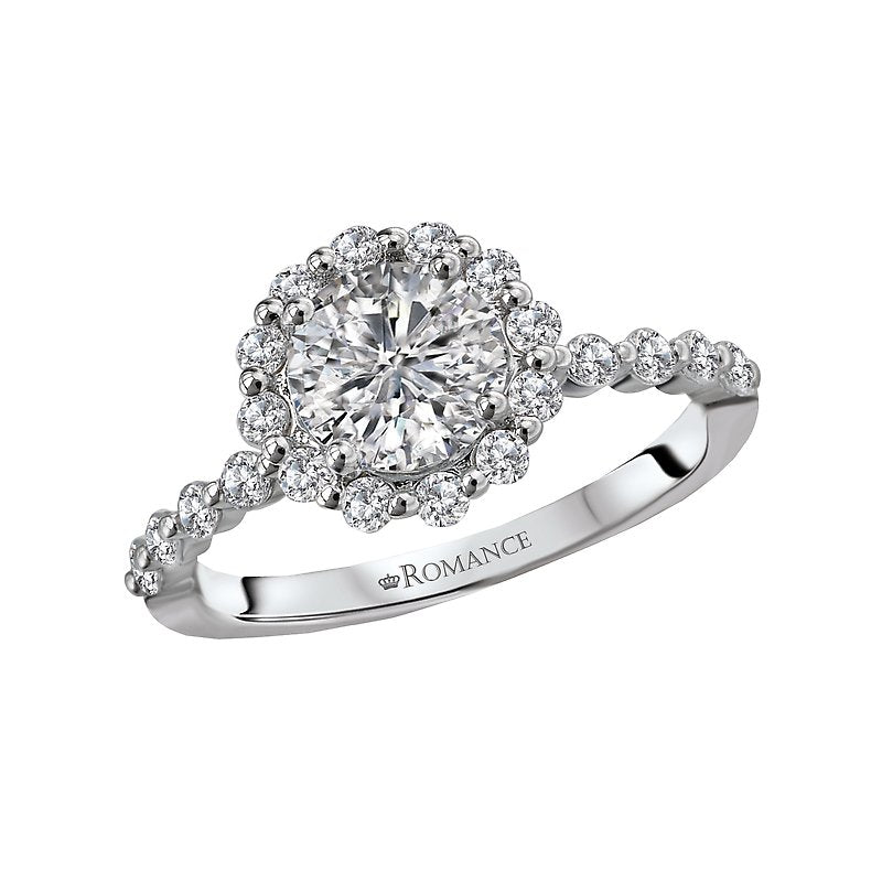 Orbelle Halo Semi-Mount Diamond Ring | 18K White Gold Engagement Jewelry