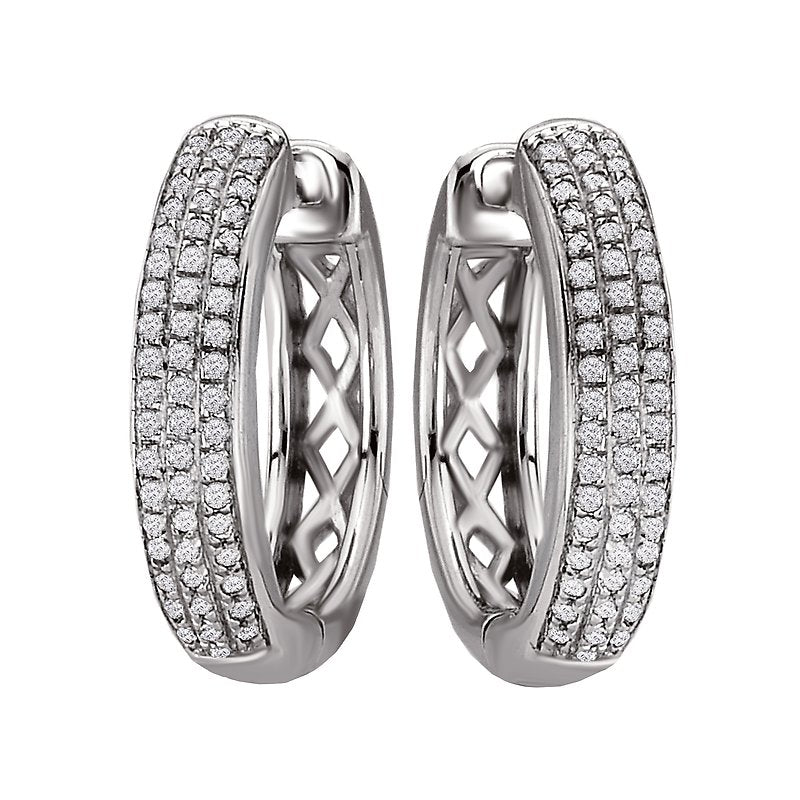 Luxora 14kt White Gold Diamond Huggie Hoop Earrings
