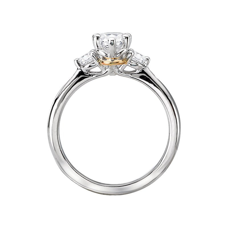 Orbelle 3 Stone Semi-Mount Diamond Ring in 14k White and Yellow Gold