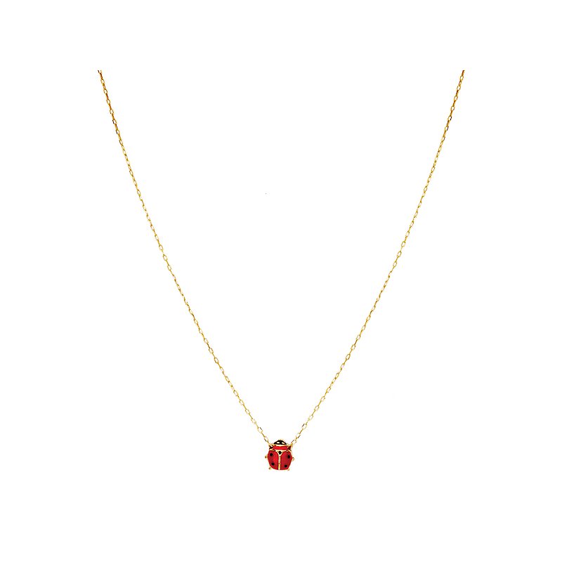 Luxora Italian 14kt Ladybug Necklace - Adjustable Lariat Style in 14K Yellow Gold
