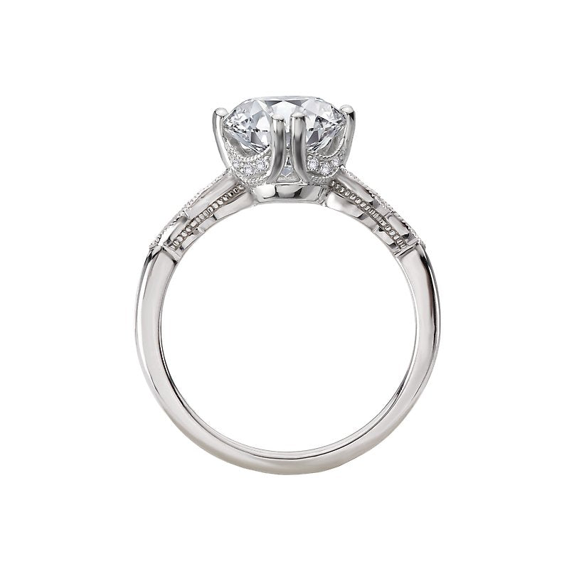 Orbelle Diamond and Milgrain Semi-Mount Engagement Ring - 14K White Gold