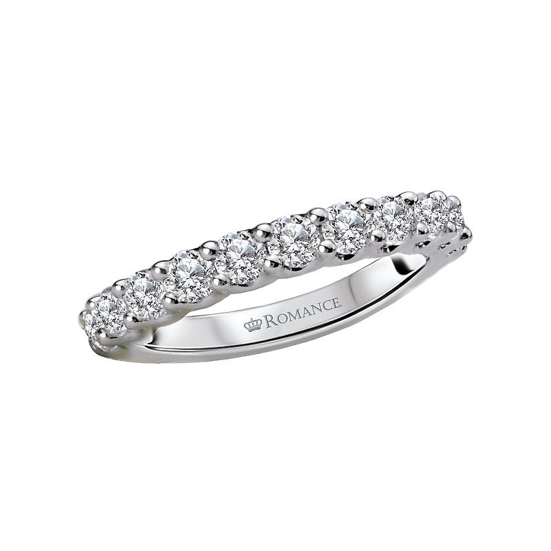 Orbelle Diamond Wedding Band - 18K White Gold Round Cut Straight Ring