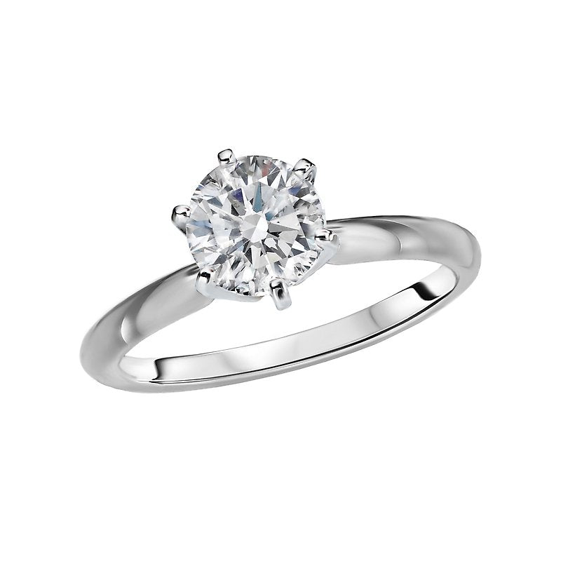 Glemera 14K White Gold Solitaire Diamond Ring - 1-1/2 ctw Round Cut