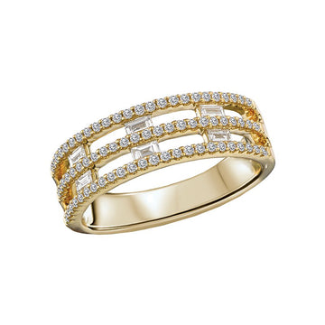 Luxora 14K Yellow Gold Ladies Fashion Diamond Ring with Round Cut Stones