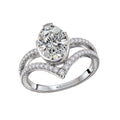 Orbelle 14K White Gold Split Shank V-Curve Semi-Mount Diamond Ring