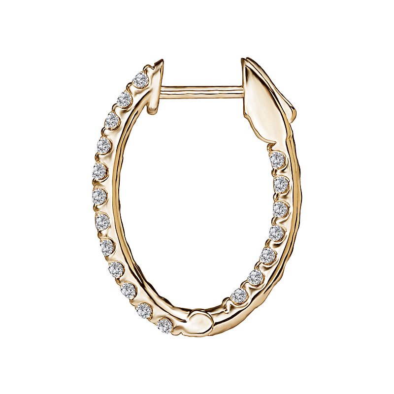 Luxora Ladies Diamond Hoop Earrings - 14K Yellow Gold Oval Shaped Classic Style